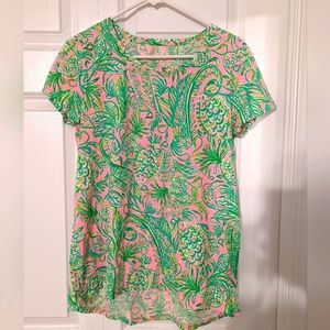 Lilly Pulitzer NWT Medium Etta Scoop Neck Shirt Mandevilla Baby Fins And Flipper